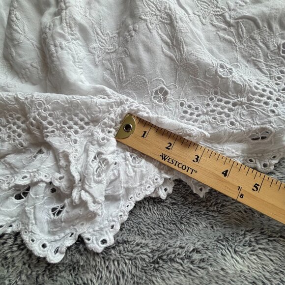 Express Womens Romper Large White Floral Embroidered Lined Coquette Boho 18382 - Picture 7 of 11